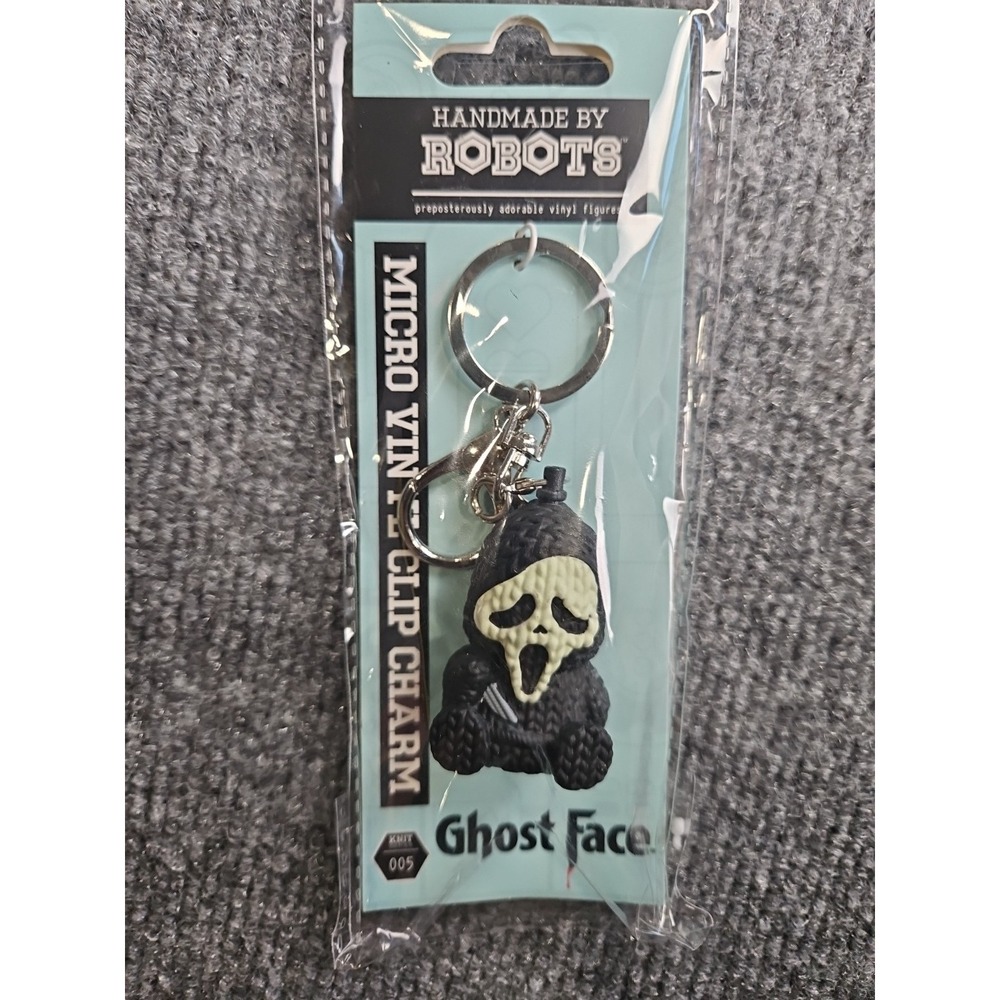 Ghost Face (Glow) Handmade By Robots micro vinyl Clip Charm,Keychain BRAND NEW